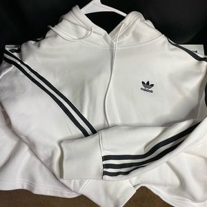 Cropped White Adidas Hoodie